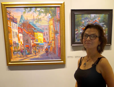 Artist Manizhe Sabet-Sarvestani with (L-R) CANADA DAY IN QUEBEC CITY and THORNHILL FESTIVAL